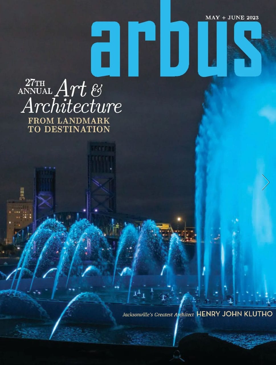 Arbus Magazine Cover featuring Art and Architecture May 2023 with an article by Marsha Faulkner on Interior Design trends
